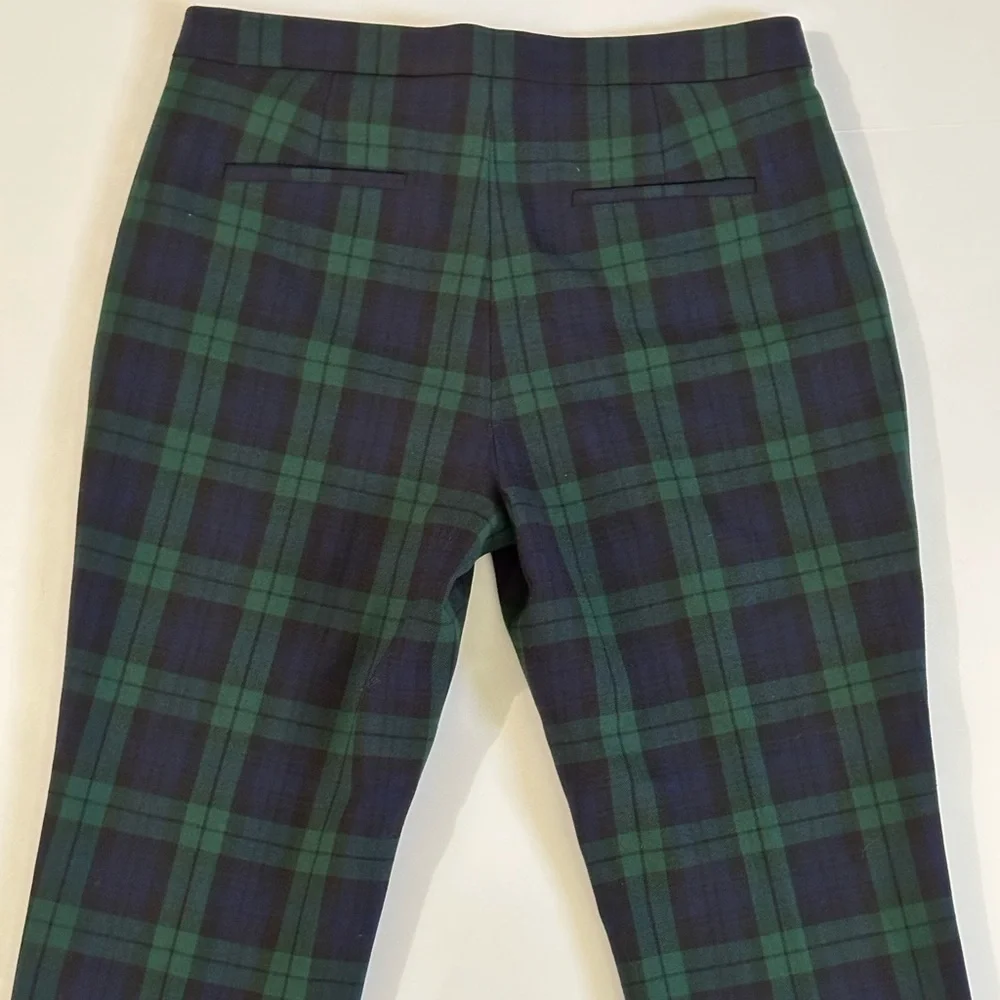 J. Crew Wool Blend Navy Black Green Ankle Length Pants Lined Side Zip Flat Front